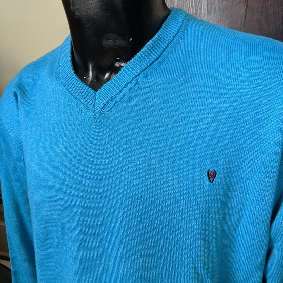 Benetti blue v-neck knit logo sweater - Picture 2 of 9